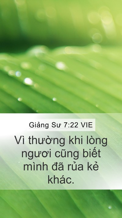 Giảng Sư 7:22 VIE Mobile Phone Wallpaper - Vì thường khi lòng ngươi cũng biết - Mobile Bible Verse Wallpaper