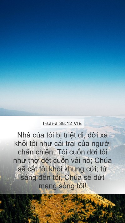 I-sai-a 38:12 VIE Mobile Phone Wallpaper - Nhà của tôi bị triệt đi, dời xa khỏi - Mobile Bible Verse Wallpaper