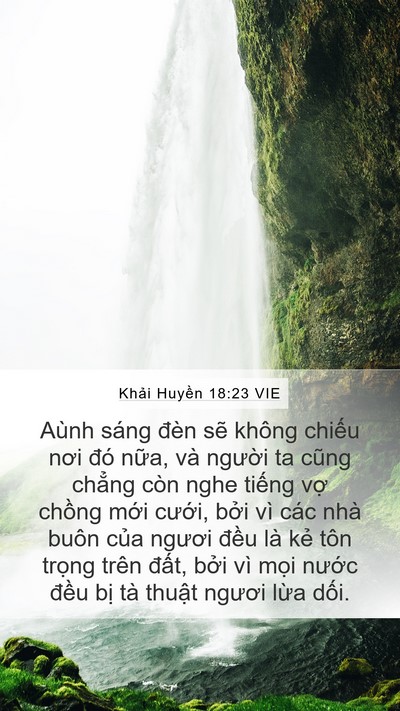 Khải Huyền 18:23 VIE Mobile Phone Wallpaper - Aùnh sáng đèn sẽ không chiếu nơi đó - Mobile Bible Verse Wallpaper