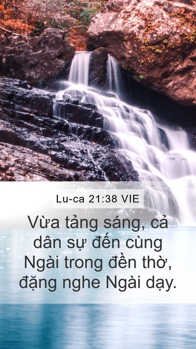Lu-ca 21:38 VIE Mobile Phone Wallpaper - Vừa tảng sáng, cả dân sự đến cùng - Mobile Bible Verse Wallpaper