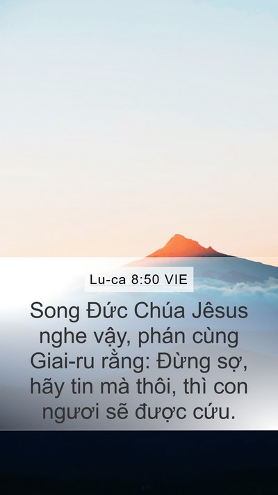 Lu-ca 8:50 VIE Mobile Phone Wallpaper - Song Đức Chúa Jêsus nghe vậy, phán cùng - Mobile Bible Verse Wallpaper