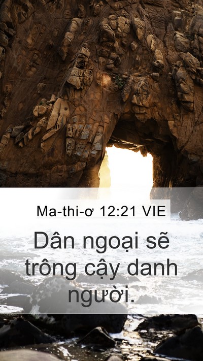 Ma-thi-ơ 12:21 VIE Mobile Phone Wallpaper - Dân ngoại sẽ trông cậy danh - Mobile Bible Verse Wallpaper