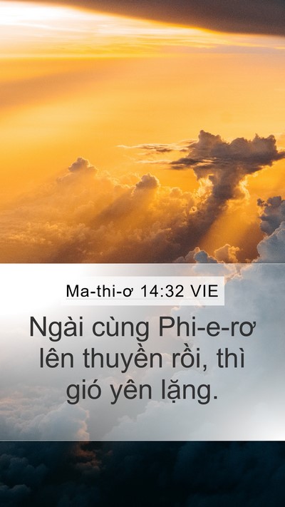 Ma-thi-ơ 14:32 VIE Mobile Phone Wallpaper - Ngài cùng Phi-e-rơ lên thuyền rồi, thì - Mobile Bible Verse Wallpaper