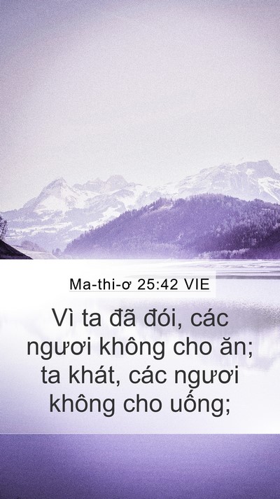 Ma-thi-ơ 25:42 VIE Bible Verse Image