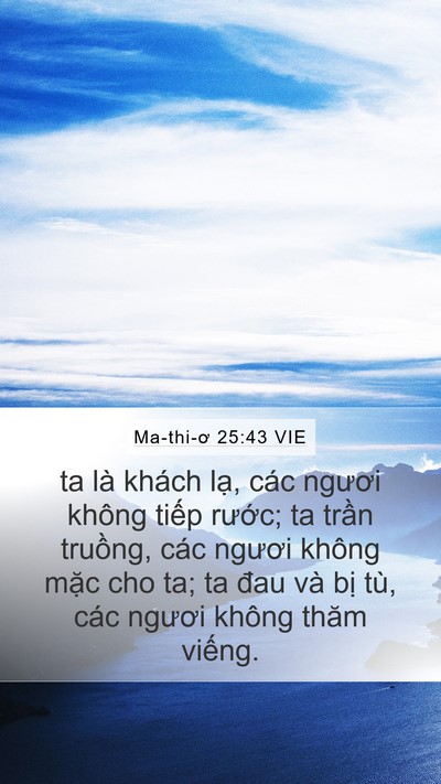 Ma-thi-ơ 25:43 VIE Bible Verse Image