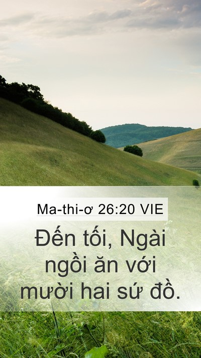 Ma-thi-ơ 26:20 VIE Mobile Phone Wallpaper - Đến tối, Ngài ngồi ăn với mười hai - Mobile Bible Verse Wallpaper