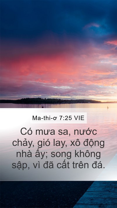 Ma-thi-ơ 7:25 VIE Bible Verse Image
