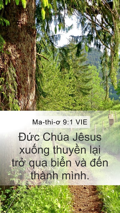 Ma-thi-ơ 9:1 VIE Mobile Phone Wallpaper - Đức Chúa Jêsus xuống thuyền lại trở - Mobile Bible Verse Wallpaper