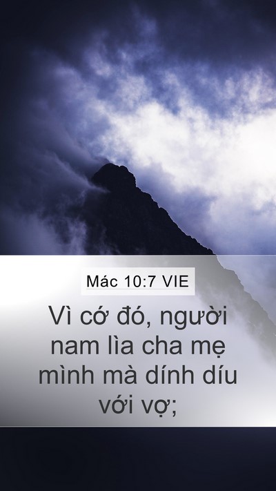 Mác 10:7 VIE Mobile Phone Wallpaper - Vì cớ đó, người nam lìa cha mẹ mình - Mobile Bible Verse Wallpaper
