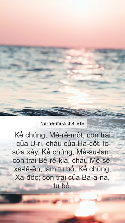 Nê-hê-mi-a 3:4 VIE Mobile Phone Wallpaper - Kế chúng, Mê-rê-mốt, con trai của U-ri, - Mobile Bible Verse Wallpaper