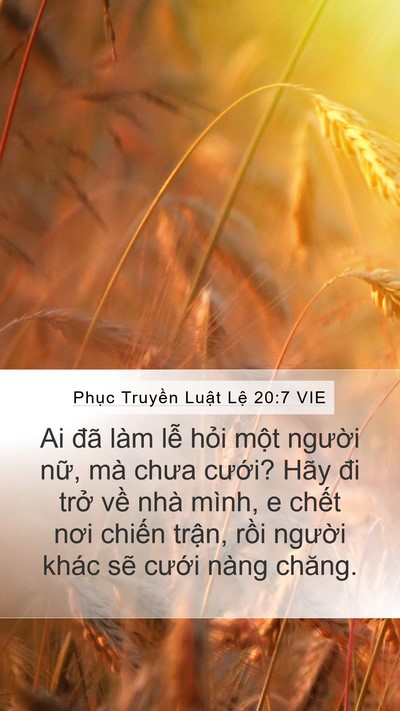 Phục Truyền Luật Lệ 20:7 VIE Mobile Phone Wallpaper - Ai đã làm lễ hỏi một người nữ, mà - Mobile Bible Verse Wallpaper