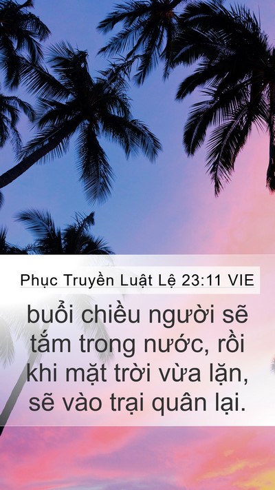 Phục Truyền Luật Lệ 23:11 VIE Mobile Phone Wallpaper - buổi chiều người sẽ tắm trong nước, - Mobile Bible Verse Wallpaper
