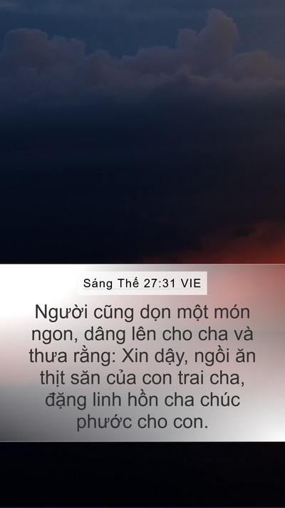 Sáng Thế 27:31 VIE Bible Verse Image