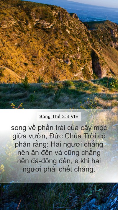 Sáng Thế 3:3 VIE Mobile Phone Wallpaper - song về phần trái của cây mọc giữa - Mobile Bible Verse Wallpaper