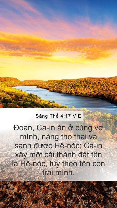 Sáng Thế 4:17 VIE Mobile Phone Wallpaper - Đoạn, Ca-in ăn ở cùng vợ mình, nàng - Mobile Bible Verse Wallpaper