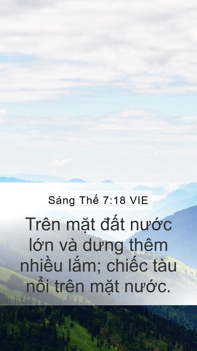 Sáng Thế 7:18 VIE Mobile Phone Wallpaper - Trên mặt đất nước lớn và dưng thêm - Mobile Bible Verse Wallpaper