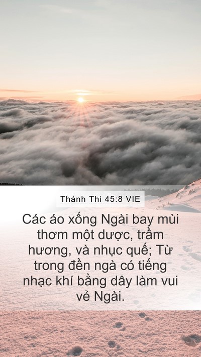 Thánh Thi 45:8 VIE Mobile Phone Wallpaper - Các áo xống Ngài bay mùi thơm một - Mobile Bible Verse Wallpaper