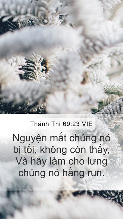 Thánh Thi 69:23 VIE Mobile Phone Wallpaper - Nguyện mắt chúng nó bị tối, không còn - Mobile Bible Verse Wallpaper