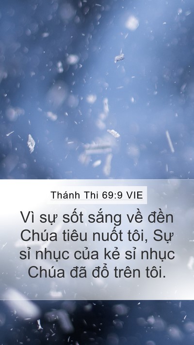 Thánh Thi 69:9 VIE Mobile Phone Wallpaper - Vì sự sốt sắng về đền Chúa tiêu - Mobile Bible Verse Wallpaper