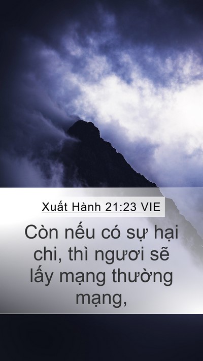 Xuất Hành 21:23 VIE Mobile Phone Wallpaper - Còn nếu có sự hại chi, thì ngươi sẽ - Mobile Bible Verse Wallpaper