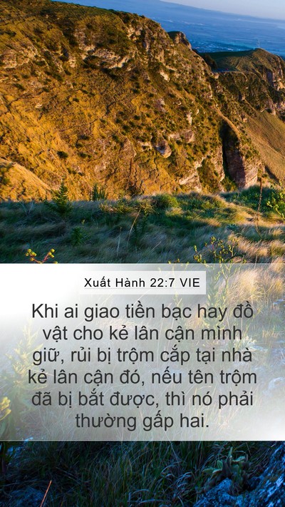 Xuất Hành 22:7 VIE Mobile Phone Wallpaper - Khi ai giao tiền bạc hay đồ vật cho kẻ - Mobile Bible Verse Wallpaper