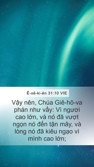 Ê-xê-ki-ên 31:10 VIE Mobile Phone Wallpaper - Vậy nên, Chúa Giê-hô-va phán như vầy: - Mobile Bible Verse Wallpaper